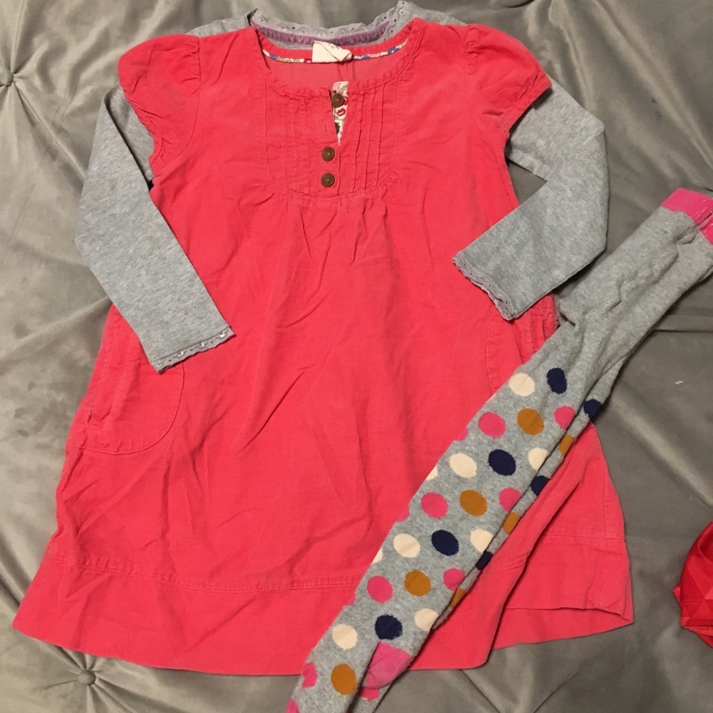 Mini Boden dress shirt tights 5 6 7 Fall school